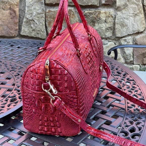 Brahmin Red dragon spencer Melbourne travel satchel bag - Picture 9 of 12